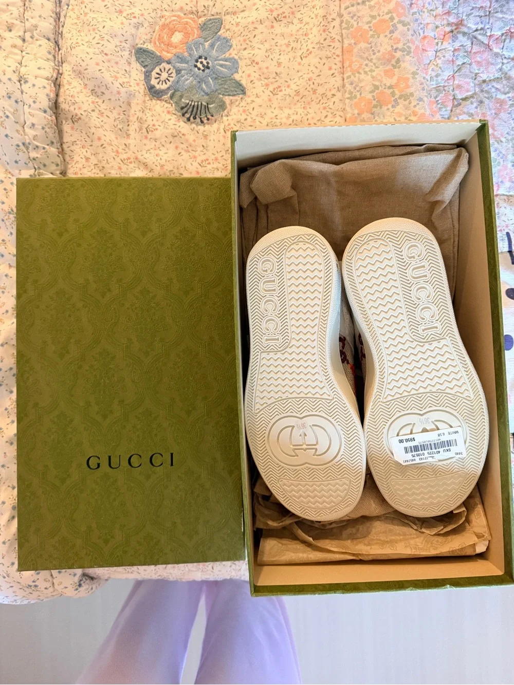 Gucci White Multicolor GG Canvas Lace-Up Sneakers